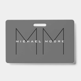 Grau Schwarzes fettes Monogramm Modern Minimalisti Ausweis