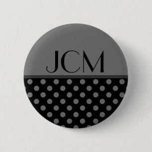 Grau/Schwarzes Punkte-Monogramm Button