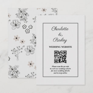 Grau schwarzes Retro-Y2K-Hippie-Blumenmuster Begleitkarte