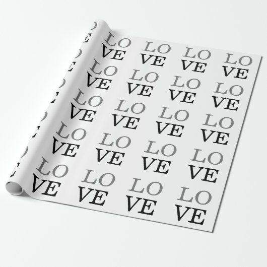 Grau Schwarzes Skript Liebe Hochzeit Geschenkpapier (Ungerollt)