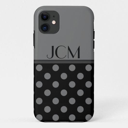 Grau-schwarzes Tupfen-Monogramm Case-Mate iPhone Hülle (Rückseite)