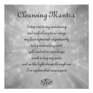 Grau, Silber Cleansing Mantra Gedicht Art Design Poster