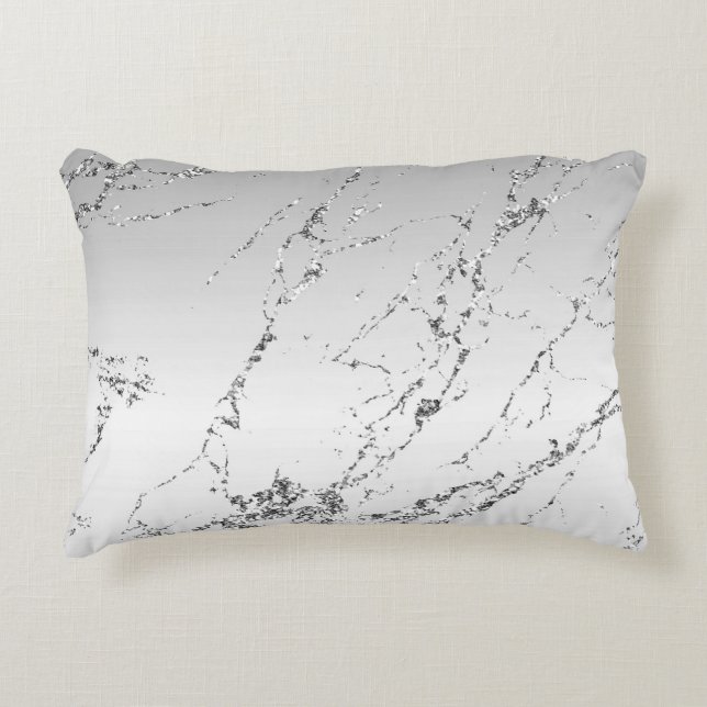 Grau Silber Glitzerndes Faux Glitter Dekokissen (Vorderseite)
