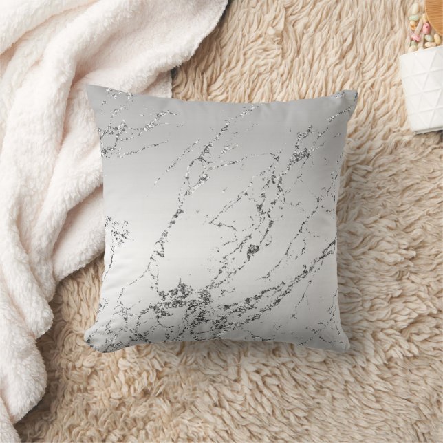 Grau Silber Glitzerndes Faux Glitter Kissen (Decke)