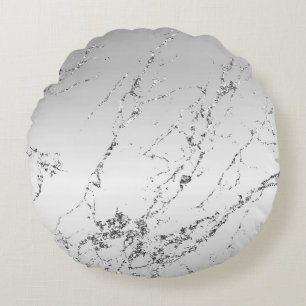 Grau Silber Glitzerndes Faux Glitter Rundes Kissen