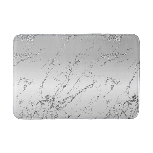 Grau Silber Glitzerndes Kunstglitter Badematte (Vorderseite)