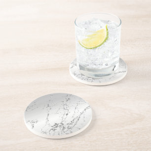 Grau Silber Glitzerndes Kunstglitter Getränkeuntersetzer