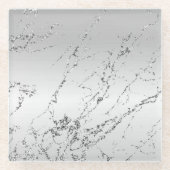 Grau Silber Glitzerndes Kunstglitter Glasuntersetzer (Vorderseite)