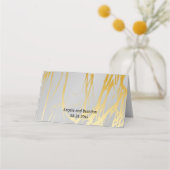 Grau Silber mit goldenen Linien Hochzeit Platzkarte (Rückseite)
