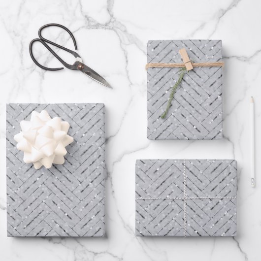 Grau-Silber-Muster Geschenkpapier Set (Vorderseite)