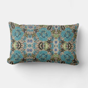 grau-silber türkis aquamarin-blau-bohemian lendenkissen