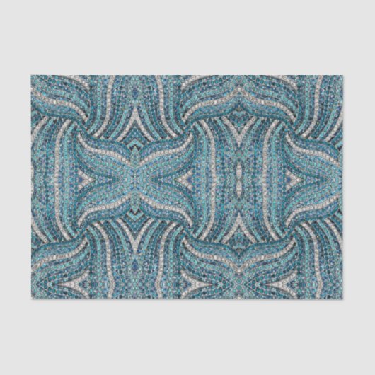 grau-silber türkis aquamarin-blau-bohemian seidenpapier (Vorderseite)