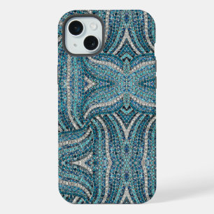 grau silber türkisfarben teal blau bohemian iPhone 15 plus hülle