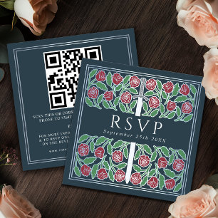 Grau-silbernes florales königliches Hochzeits-RSVP Begleitkarte