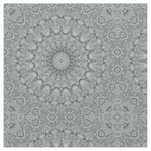 Grau-silbernes Mandala-Musterdesign Stoff (Nahaufnahme)