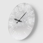 Grau Silver Glitzer Ombre White Spark Princess Große Wanduhr (Winkel)