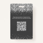 Grau & Silver Glitzer | VIP Einladung zum Geburtst Ausweis (Rückseite)