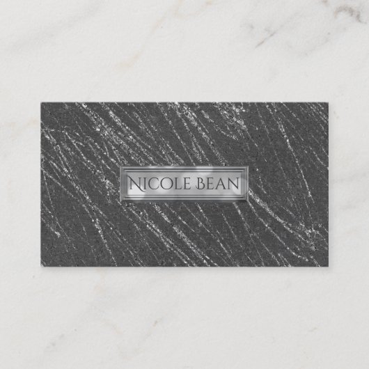 Grau & Silver Modern Glam Marble Stripe Designer Visitenkarte (Vorderseite)