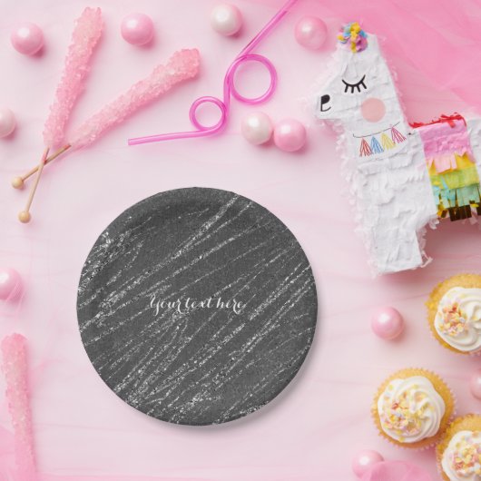 Grau & Silver Modern Marble Glam Streifen Party Pappteller (Party)