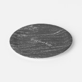 Grau & Silver Modern Marble Glam Streifen Party Pappteller (Schrägansicht)