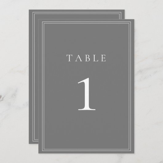 Grau Silver Moderne Minimalistische Tischnummer (Vorne/Hinten)