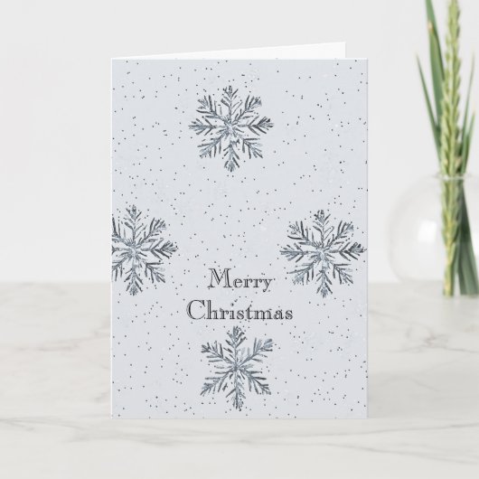 Grau Silver Snowflakes Weihnachten Karte (Vorderseite)