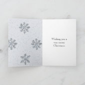 Grau Silver Snowflakes Weihnachten Karte (Innenseite)