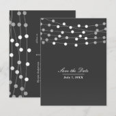 Grau Silver String Light Modern Save the Date Ankündigungspostkarte (Vorne/Hinten)