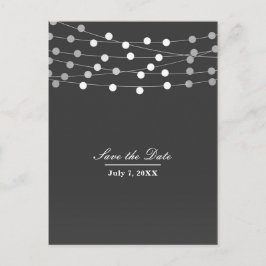 Grau Silver String Light Modern Save the Date Ankündigungspostkarte