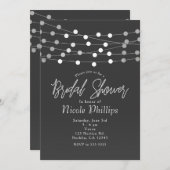 Grau Silver String Lights Modernes Brautparty Einladung (Vorne/Hinten)