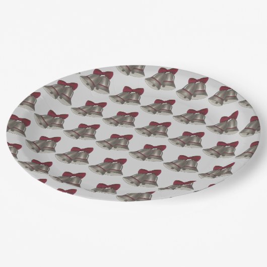 Grau Silver Wedding Bells Heiratsjubiläum Pappteller (Schrägansicht)