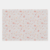 Grau skizzierte Blumen Geschenkpapier Set (Vorderseite 3)