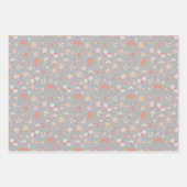 Grau skizzierte Blumen Geschenkpapier Set (Vorderseite 2)