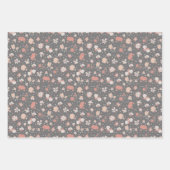 Grau skizzierte Blumen Geschenkpapier Set (Vorderseite)