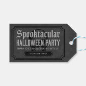 Grau-Skull Spooktacular-Halloween-Party Geschenkanhänger (Vorderseite (Horizontal))