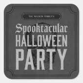 Grau-Skull Spooktacular-Halloween-Party Quadratischer Aufkleber (Vorderseite)