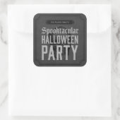 Grau-Skull Spooktacular-Halloween-Party Quadratischer Aufkleber (Tasche)