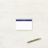 Grau SLg Chevron Navy Name Monogramm Post-it Klebezettel (Auf Schreibtisch)