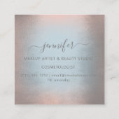 Grau Smoky Blue Rose Streifen Beruflich Quadratische Visitenkarte (Rückseite)