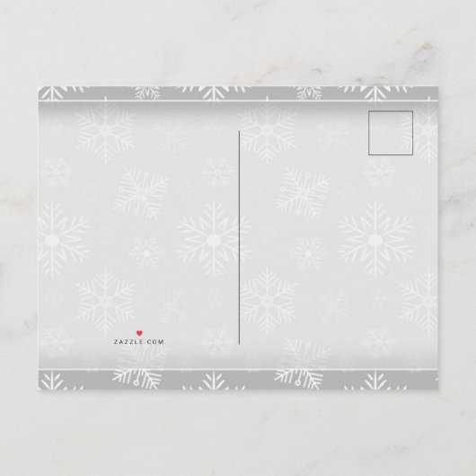 Grau Snowflake Weihnachts-Foto Urlaub Einladungspostkarte (Rückseite)