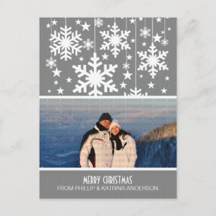 Grau Snowflakes Stars Foto Postkarte