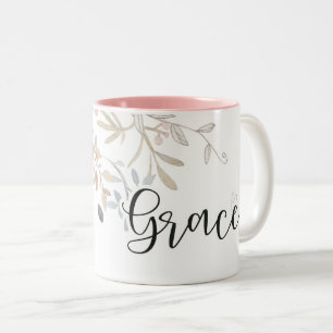 Grau Soft Pink lila christliche Blume Zweifarbige Tasse