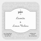 Grau-Spitzen-Damassoap und Kerzensiegel Quadratischer Aufkleber (Vorderseite)