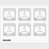 Grau-Spitzen-Damassoap und Kerzensiegel Quadratischer Aufkleber (Blatt)