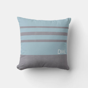 Grau Stein Warm Blau Töne Streifen Muster  Kissen
