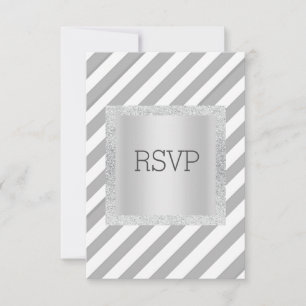 Grau Streifen mit silberner Glitzer Streifen Rsvp- RSVP Karte