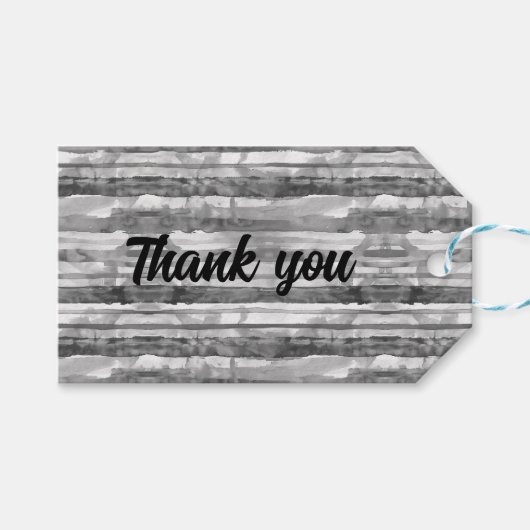 Grau Streifen SCV 1b Danke Geschenkanhänger (Vorderseite (Horizontal))