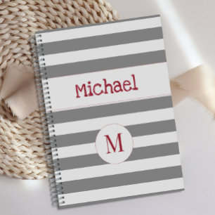 Grau Strip Red Fire Truck Trendy Monogram Planer
