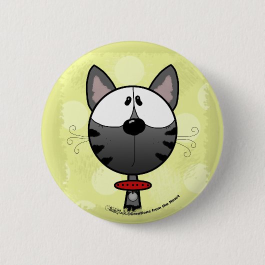 Grau Striped Kitty Button (Vorderseite)