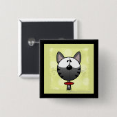 Grau Striped Kitty Button (Vorne & Hinten)